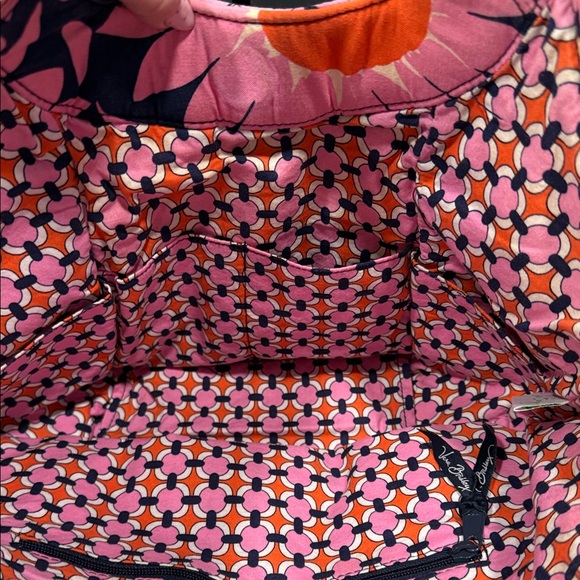 Vera Bradley Loves Me Daisy Side by Side Pink and Orange Quilted Tote Bag EUC - Picture 5 of 8